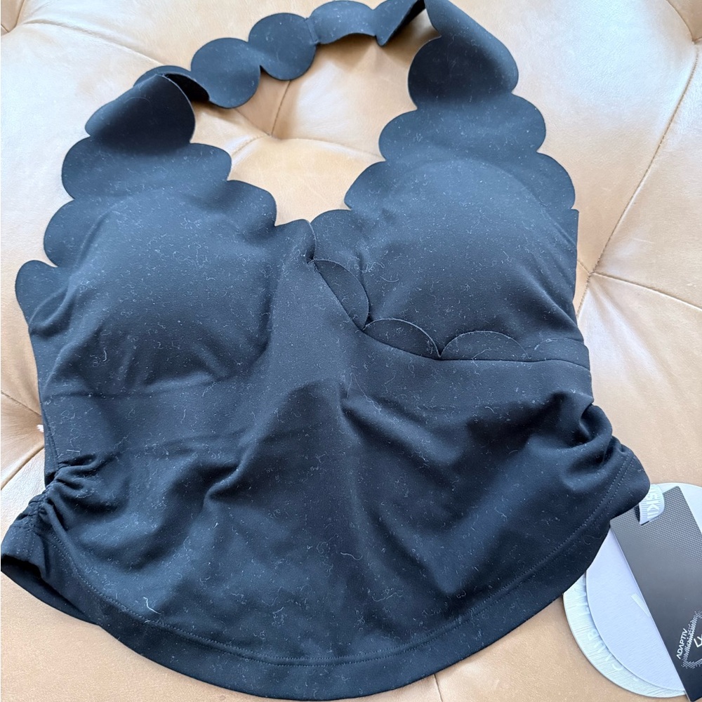Black Scalloped workout Halter Top